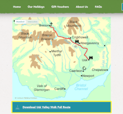 A screenshot of the Contours Holidays Members Area, showing the map of the route with the GPX download bottom displayed beneath and highlighted in yellow.