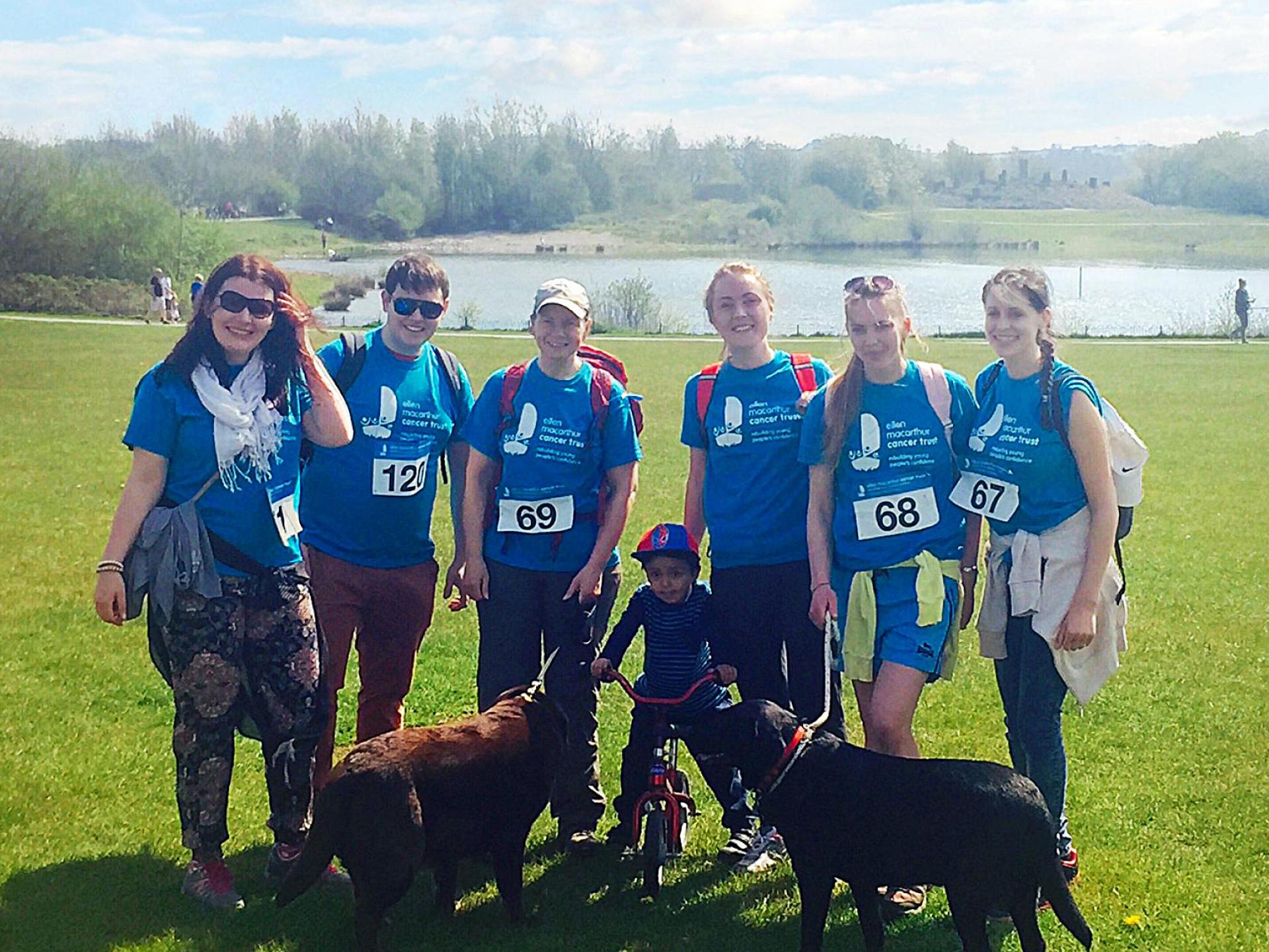 The Contours Charity Team gathered in blue t-shirts for the Great British Dog Walk
